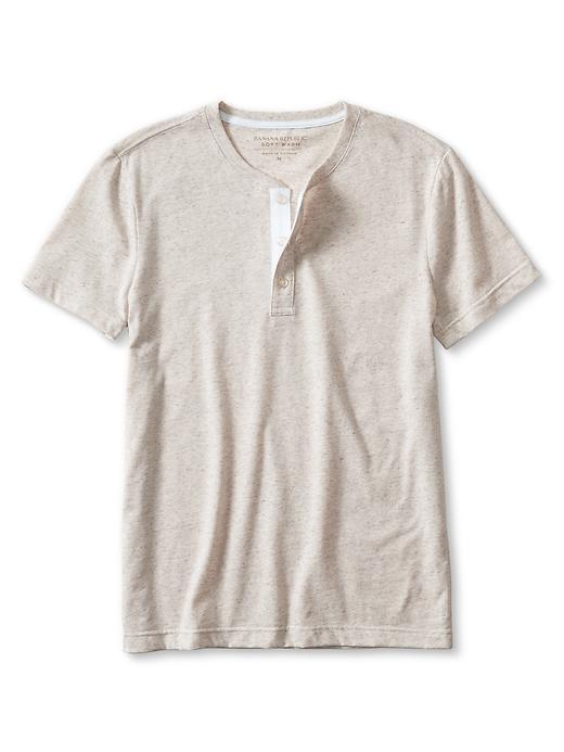 Banana Republic Mens Soft Wash Short Sleeve Henley Size L - Khaki Sand