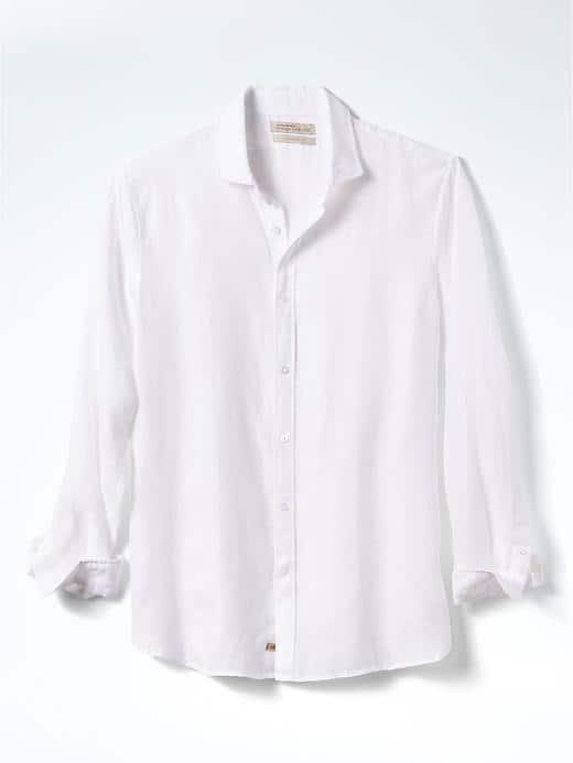Banana Republic Mens Heritage Grant Fit Solid Linen Shirt - White