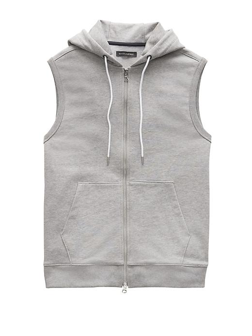 Banana Republic Mens French Terry Full-zip Hooded Vest Heather Gray Size M