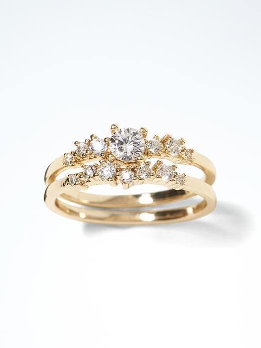Banana Republic Womens Crystal Stack Ring - Gold