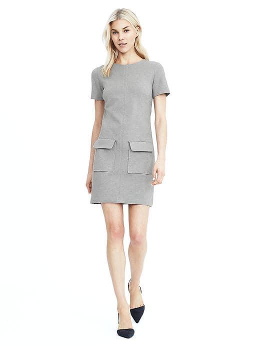 Banana Republic Womens Ponte A Line Shift Dress - Gray