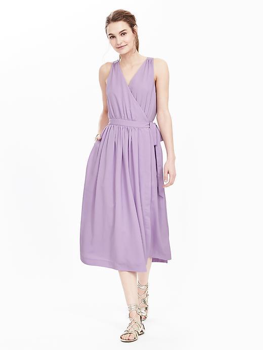 Banana Republic Womens Sleeveless Cross Front Midi Dress Size 0 - Summer Lilac