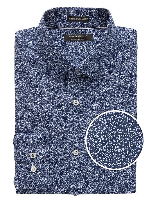 Banana Republic Mens Camden Standard-fit Non-iron Floral Shirt Navy Star Size Xs