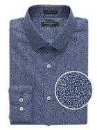 Banana Republic Mens Camden Standard-fit Non-iron Floral Shirt Navy Star Size Xs