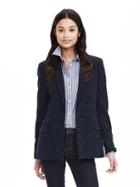 Banana Republic Womens Speckled Navy Hacking Jacket Size 0 - Navy Blue
