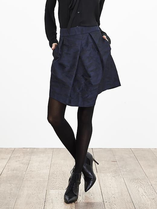 Banana Republic Womens Blue Camo Asymmetrical Skirt Size 0 - Navy Blue