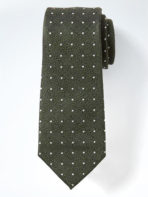 Banana Republic Mens Woven Dotnanotex Tie - Forest Pine