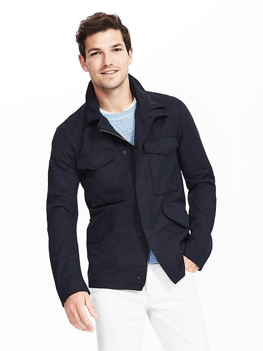 Banana Republic Mens Military Jacket Size L Tall - Preppy Navy