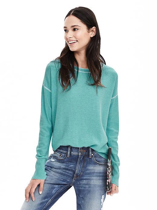 Banana Republic Womens Tipped Italian Cashmere Blend Sweater Size M - Blue Water
