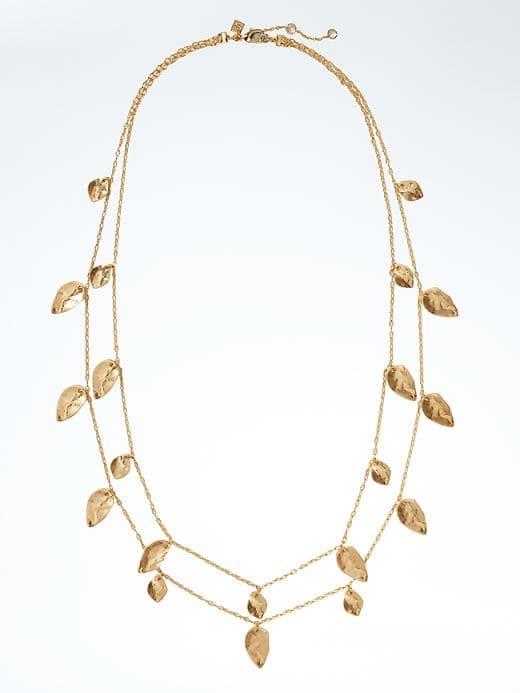 Banana Republic Hammered Leaf Necklace - Gold