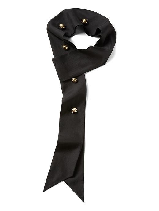 Banana Republic Womens Banana Republic X Olivia Palermo  ; Skinny Silk Scarf With Button Detail Black Size One Size