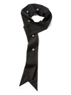 Banana Republic Womens Banana Republic X Olivia Palermo  ; Skinny Silk Scarf With Button Detail Black Size One Size