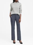 Banana Republic Womens Logan Trouser-fit Machine-washable Windowpane Pant Navy Blue Size 2