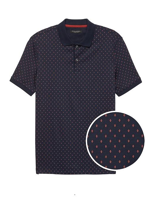Banana Republic Mens Luxury-touch Diamond Print Polo Shirt Navy Blue Size Xl
