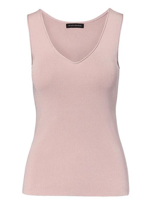 Banana Republic Womens Heritage Ribbed V Neck Shell - Taupe
