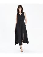 Banana Republic Womens Sleeveless Vee Maxi Dress Size 0 Petite - Black