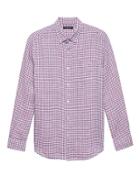 Banana Republic Mens Camden Standard-fit Gingham Linen Shirt Pink Size L