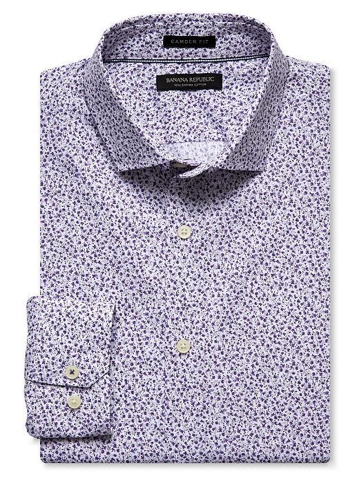 Banana Republic Mens Camden Fit Purple Floral 120s Supima Cotton Shirt Size L Tall - Dynasty Purple