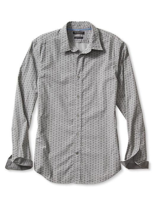 Banana Republic Mens Grant Fit Custom Wash Mini Paisley Shirt Size M Tall - Heather Gray