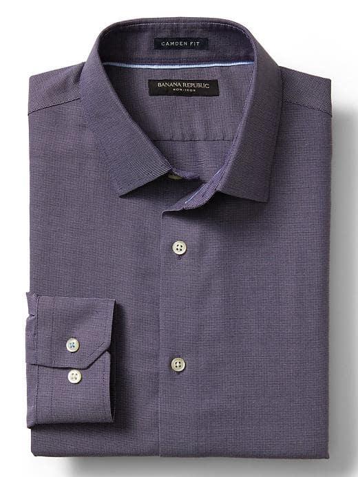 Banana Republic Mens Camden Fit Non Iron Square Weave Shirt - Purple Grape