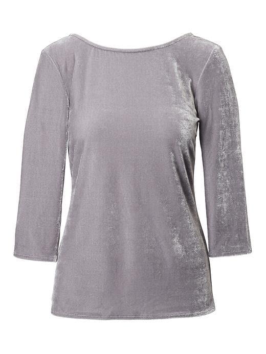 Banana Republic Womens Velvet Ballet Back Top - Silver Fox Gray