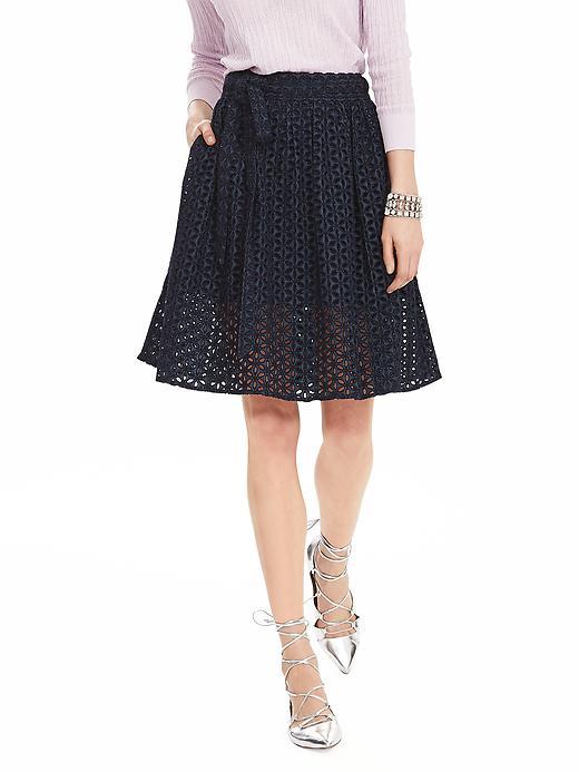Banana Republic Womens Laser Cut Denim Skirt Size 8 - Chambray