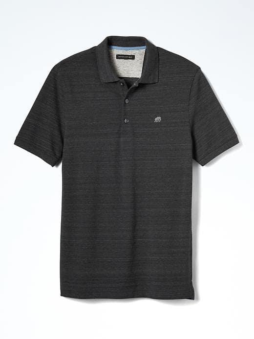 Banana Republic Mens Solid Pique Polo - Concrete Gray