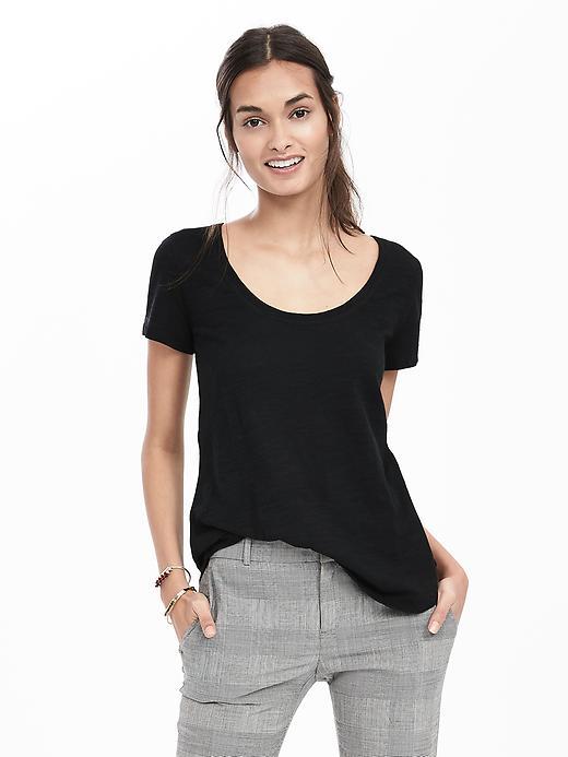 Banana Republic Womens Slub Scoop Tee Size L - Black