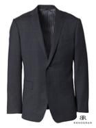 Banana Republic Mens Slim Monogram Navy Windowpane Wool Suit Jacket - Dark Navy