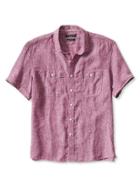 Banana Republic Mens Camden Fit Linen Short Sleeve Shirt Size L Tall - Red