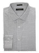 Banana Republic Mens Grant Slim-fit Non-iron Gingham Shirt Light Gray Size Xxs