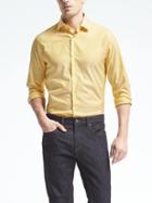 Banana Republic Mens Grant Fit Supima Cotton Micro Stripe Shirt - Kayak Yellow Heather
