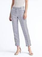 Banana Republic Womens Avery Fit Linen Windowpane Pants - Cerulean Blue