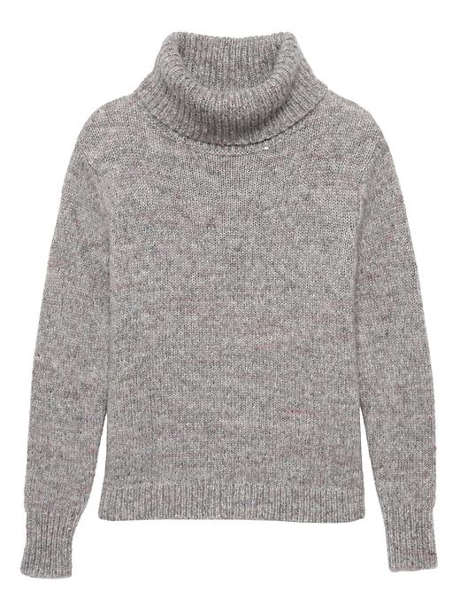 Banana Republic Womens Confetti Wool-blend Turtleneck Sweater Gray With Multi Color Size L