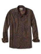 Banana Republic Mens Grant Fit Large Plaisley Shirt Size L Tall - Wood Ash