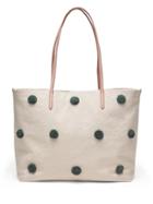 Banana Republic Womens Cotton Canvas Pom Pom Tote Natural Size One Size