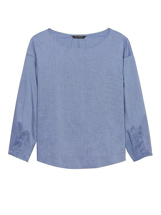 Banana Republic Womens Japan Online Exclusive Drama-sleeve Top Chambray Blue Size M