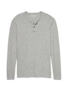 Banana Republic Mens Vintage 100% Cotton Henley T-shirt Light Heather Gray Size Xs