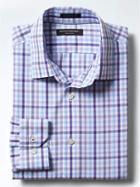 Banana Republic Mens Camden Fit Non Iron Tri Gingham Shirt - Mythical Purple