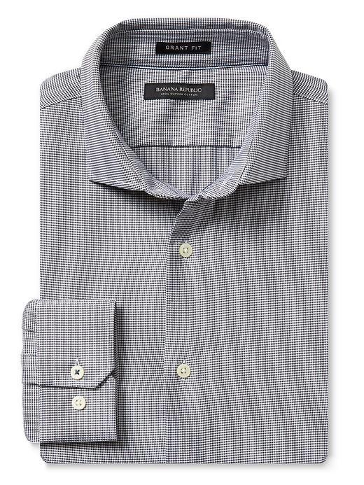 Banana Republic Mens Grant Fit Supima Cotton Micro Twill Shirt Size L Tall - Dark Charcoal