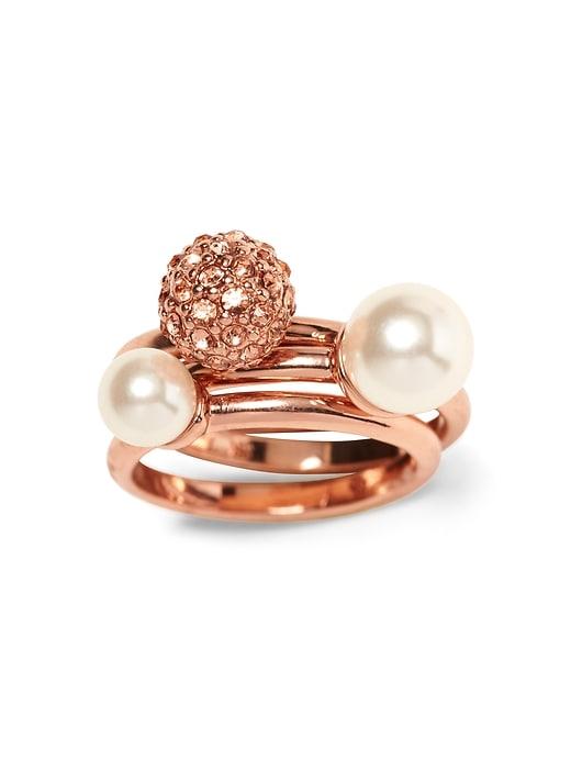 Banana Republic Womens Blush Fireball And Pearl Stacking Ring Rose Gold Size 7