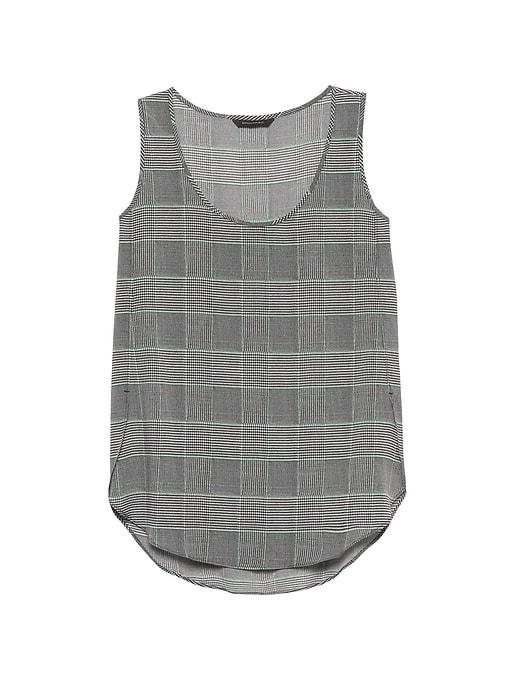 Banana Republic Womens Plaid Scoop High-low Tank Black & White Size Xl