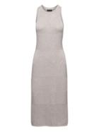 Banana Republic Womens Petite Pointelle Mixed-stitch Sweater Dress Light Gray Size M