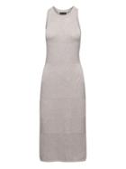 Banana Republic Womens Petite Pointelle Mixed-stitch Sweater Dress Light Gray Size M