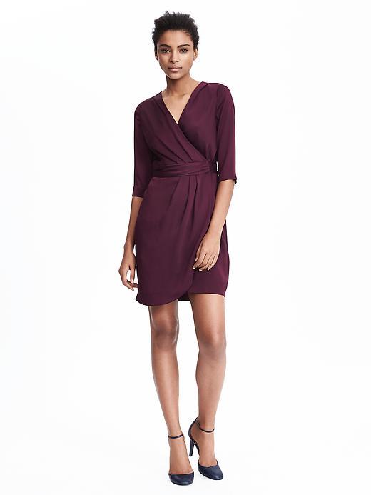 Banana Republic Womens Ruched Crossover Front Dress Size 0 - Secret Plum