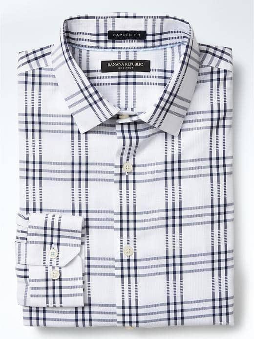 Banana Republic Mens Camden Fit Non Iron Cotton Stretch Shirt - Comet Blue