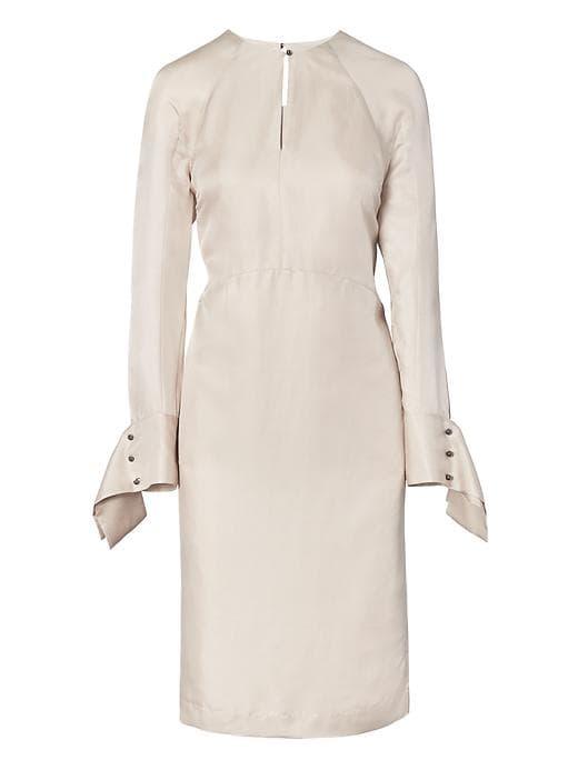 Banana Republic Womens Heritage Silk Seamed Midi Shift Dress - Cream