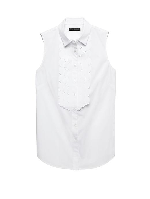Banana Republic Womens Riley Tailored-fit Scallop-front Sleeveless Shirt White Size 14