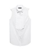 Banana Republic Womens Riley Tailored-fit Scallop-front Sleeveless Shirt White Size 14
