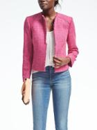 Banana Republic Womens Peplum Boucle Jacket - Pop Pink